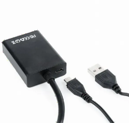 Convertor Video/Audio Cablexpert A-VGA-HDMI-01, VGA D-Sub + 3.5 mm Jack - HDMI (F), 0,15m, Negru
