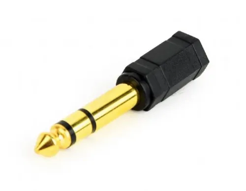 Аудио адаптер Cablexpert A-6.35M-3.5F, 6.35mm 3-pin (M) - 3.5mm 3-pin (F), Чёрный