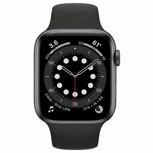 Умные часы Apple Watch Series 6 GPS MG133, 40мм, Алюминиевый корпус с Черным спортивным ремешком