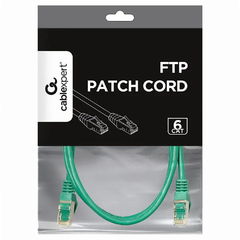 Патч-корд Cablexpert PP6-1M/G, Cat6 FTP , 1м, Зелёный