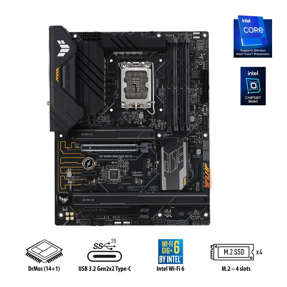 Placă de bază ASUS TUF GAMING B660-PLUS WIFI D4, LGA1700, Intel B660, ATX