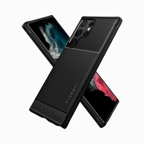 Spigen Samsung S22 Ultra, Rugged Armor, Matte Black