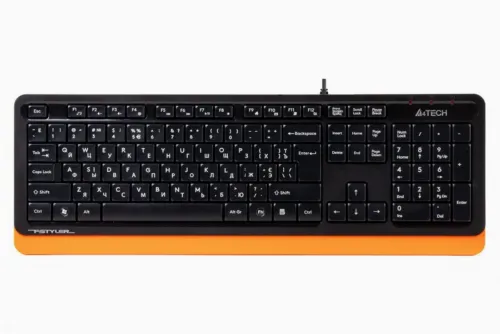Tastatură A4Tech FK10, Cu fir, Negru/Portocaliu