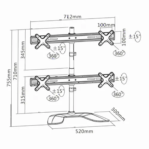 Настольный кронштейн для монитора Reflecta PLANO DeskStand 23-1010 Q, Серый