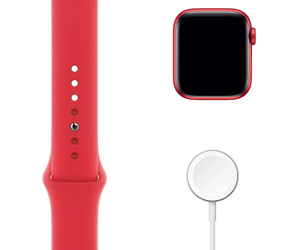 Умные часы Apple Watch Series 6 GPS M00A3, 40мм, Алюминиевый корпус с Красным спортивным ремешком