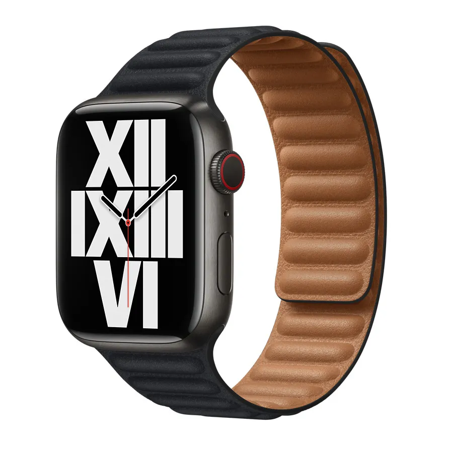 Strap Apple Watch 45mm Midnight Leather Link - M/L