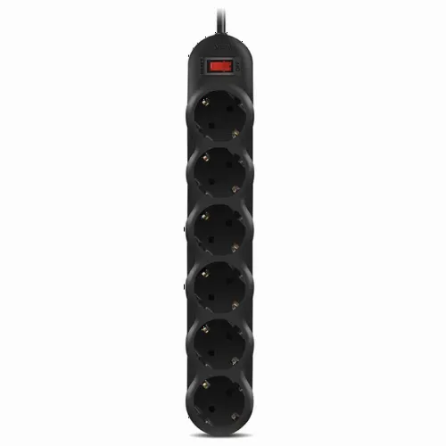 Сетевой фильтр SVEN SF-06L, 6 Розеток, 1,8м, Чёрный