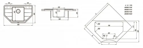 Combi 800C chiuveta Florentina (Jasmin)