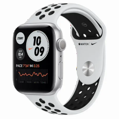 Умные часы Apple Watch Series 6 GPS MG293, 44мм, Алюминиевый корпус с ремешком Platinum/Black Nike Sport
