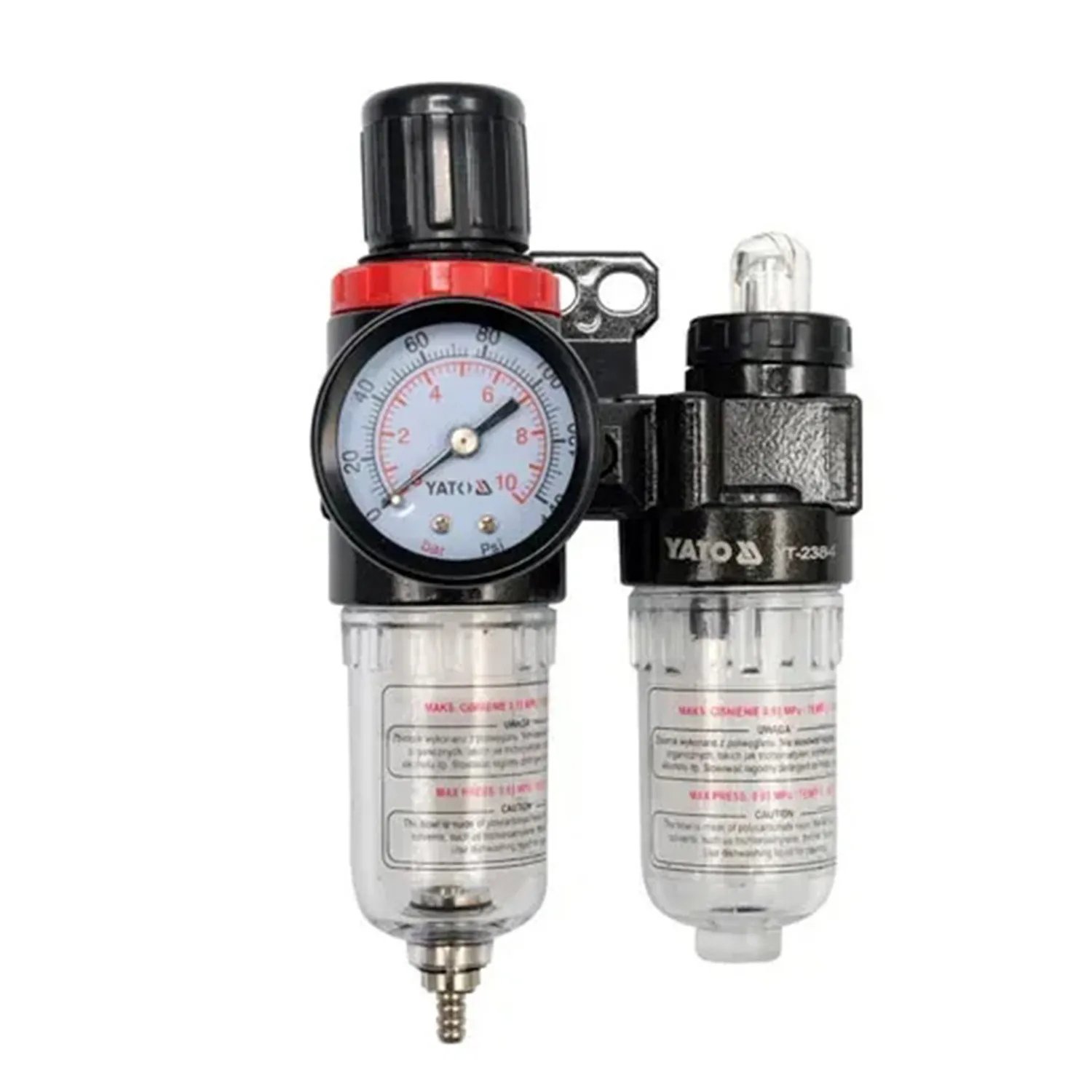 Редуктор с фильтром и маслораспылителем 0,93 МПа, 25/15 см³, 60°C, 1/4 дюйма, YATO