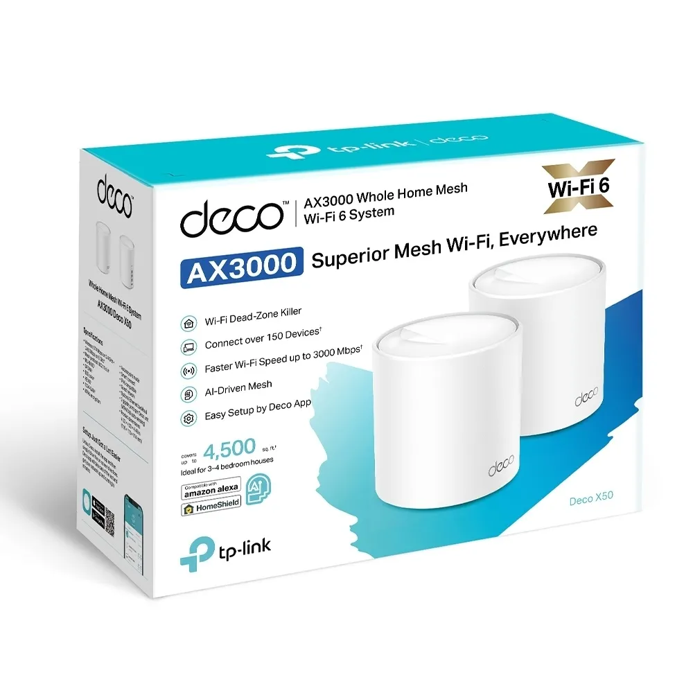 Sistem Wi-Fi Mesh TP-LINK Deco X50 (2-pack), Alb