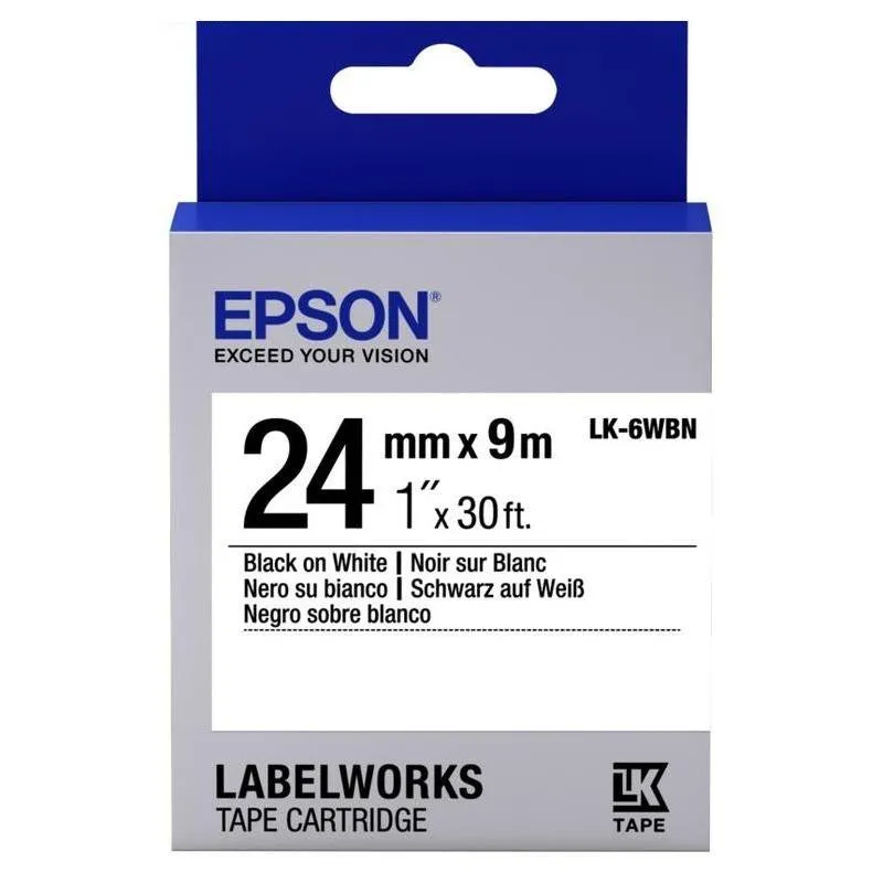 Cartuş de bandă Epson LK-6WBN, 24 mm x 9 m