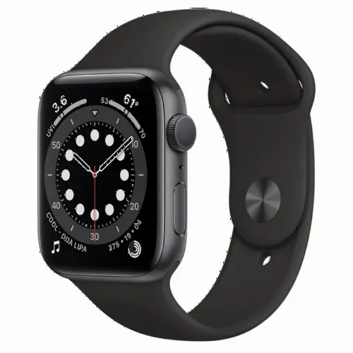 Умные часы Apple Watch Series 6 GPS M00H3, 44мм, Алюминиевый корпус с Черным спортивным ремешком