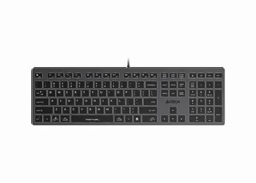 Keyboard A4Tech FX60, Low-Profile, Scissor Switch Keys, Chocolate Keycaps, Backlit, Grey, USB