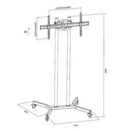 Suport TV Mobil Reflecta TV Stand 55P, Negru