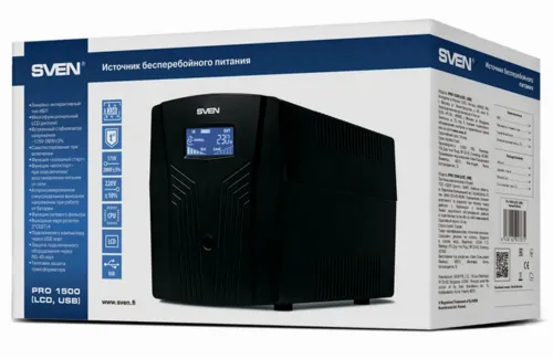 Источник бесперебойного питания SVEN Pro 1500 LCD, Линейно-интерактивный, 1500VA, Башня