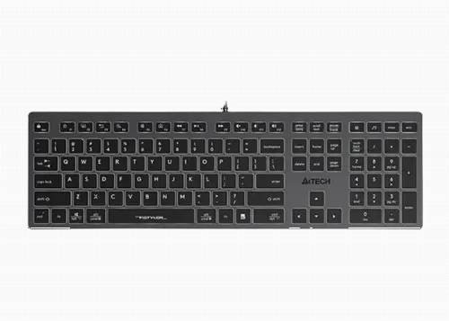 Keyboard A4Tech FX60, Low-Profile, Scissor Switch Keys, Chocolate Keycaps, Backlit, Grey, USB