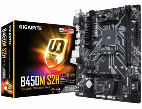 Placă de bază Gigabyte B450M S2H, AM4, AMD B450, Micro-ATX