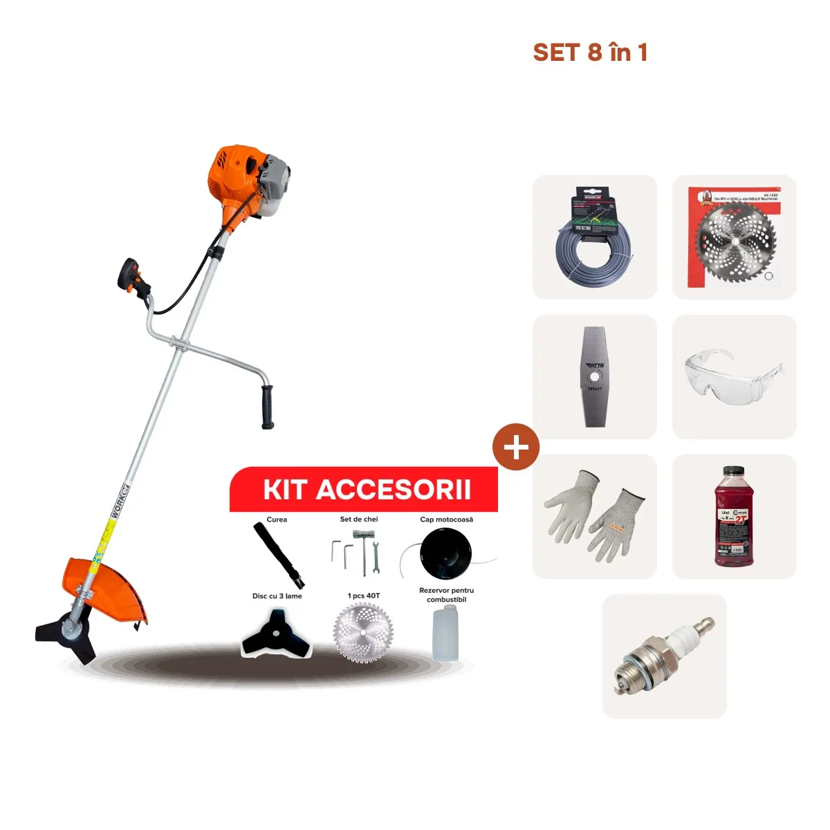 TikTok Motocoasa TECHNOWORKER cu 10 accesorii