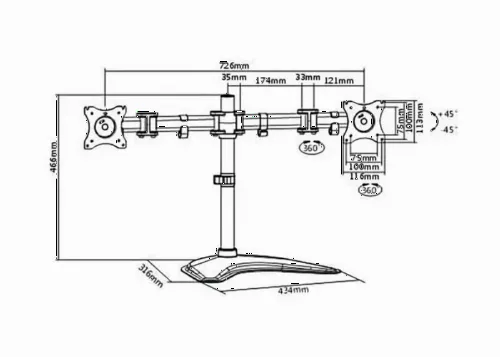 Настольный кронштейн для монитора ITech MBS-12M, Чёрный