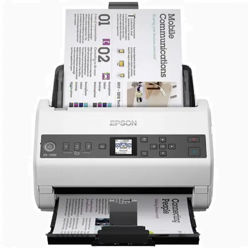 Scaner de documente cu alimentare automată Epson WorkForce DS-730N, A4, Alb