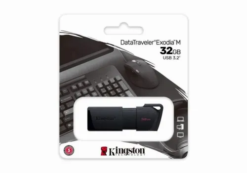  32GB USB3.2 Flash Drive Kingston DataTraveler Exodia M (DTXM/32GB), Black, Plastic, Slider Cap