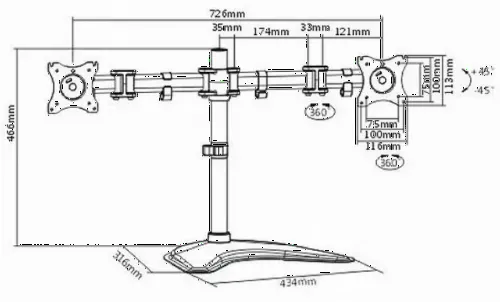 Настольный кронштейн для монитора ITech MBS-12M, Чёрный