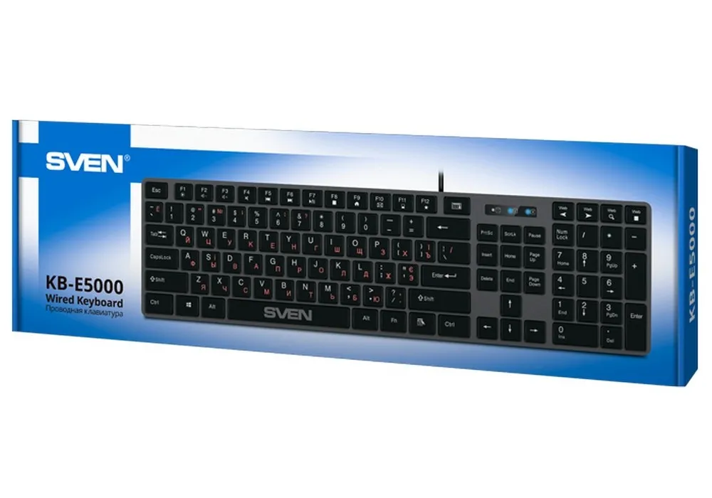 Tastatură SVEN KB-E5000, Cu fir, Negru