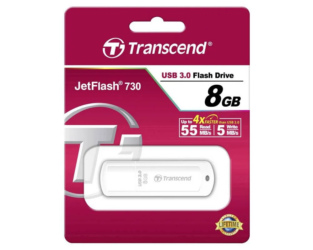 Memorie USB Transcend JetFlash 730, 8GB, Alb