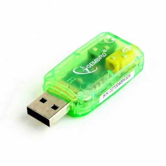 Внешняя звуковая карта Gembird SC-USB-01, Зелёная