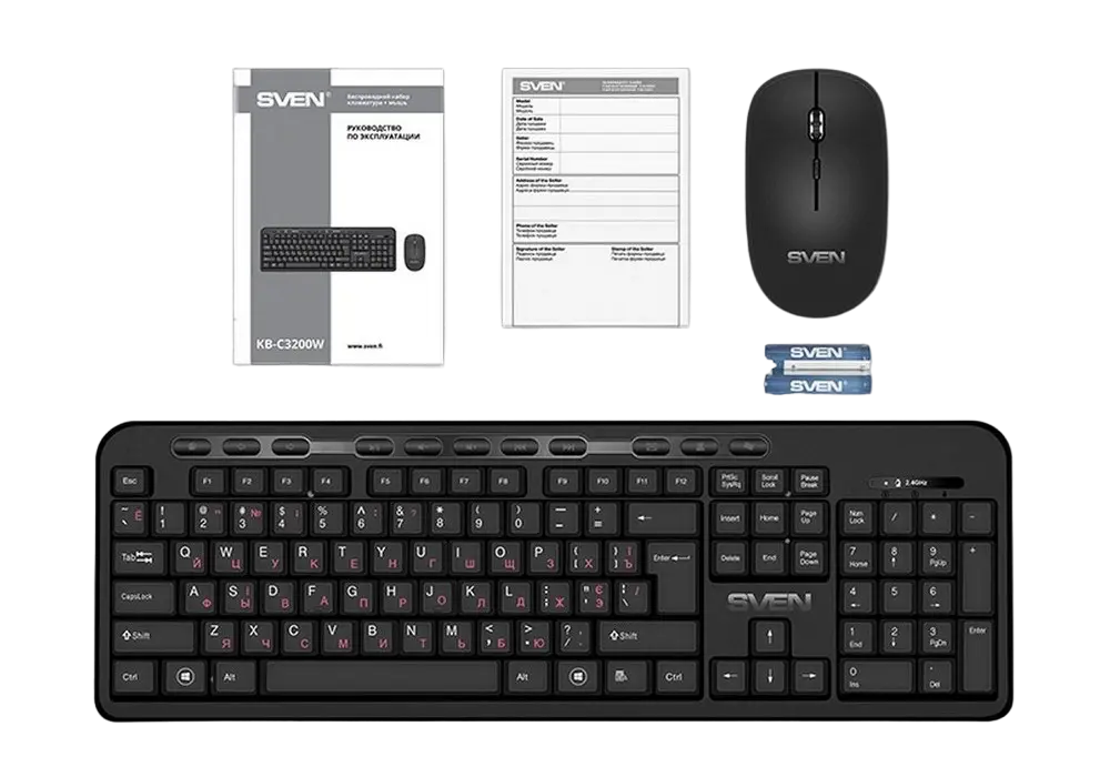 Set Tastatură + Mouse SVEN KB-C3200W, Fără fir, Negru