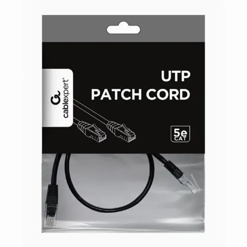 Patch cord Cablexpert PP12-0.5M/BK, CAT5e UTP, 0,5m, Negru