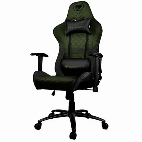 Игровое кресло Cougar Armor One, ПВХ Кожа, Чёрный/Зеленый