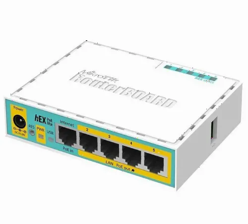 Router MikroTik hEX PoE lite, Alb