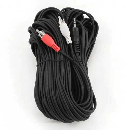 Аудиокабель Cablexpert CCA-458-20M, 3.5mm 3-pin (M) - 2x RCA (M), 20м, Чёрный