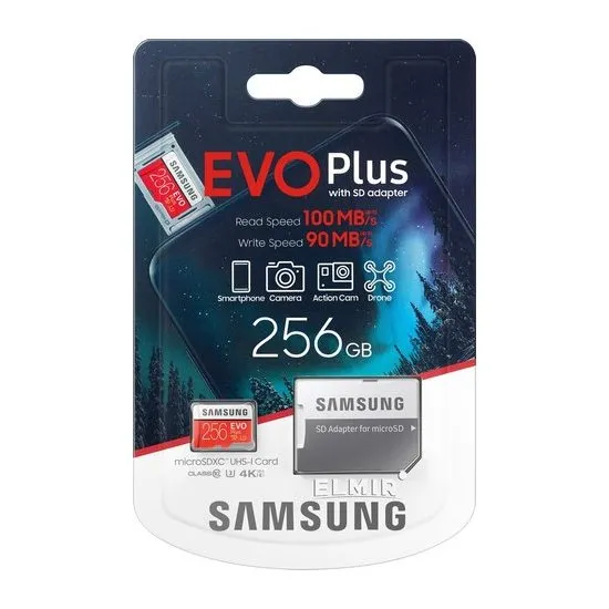 Карта памяти Samsung EVO Plus MicroSD, 256Гб (MB-MC256HA/RU)