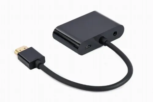 Adaptor Cablexpert A-HDMIM-HDMIFVGAF-01, HDMI (M) - HDMI (F) + VGA, 0.15 m, Negru