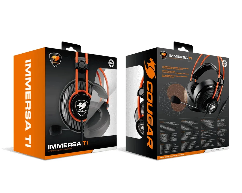 Игровая Гарнитура Cougar Immersa Ti, Проводной аналоговый, Черный/Оранжевый