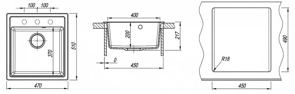 Nica 470 chiuveta Dr. Gans (Grafit)