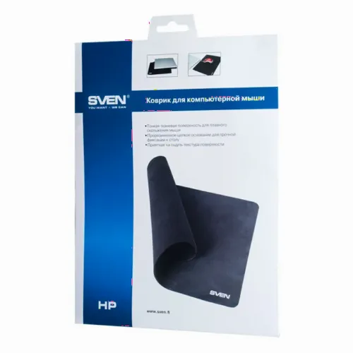 Mouse Pad SVEN HP, 300 x 225 x1mm, Ultrathin flock fabric, Rubberized non-slip base, Black
