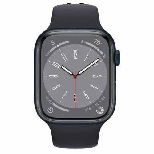 Apple Watch Series 8 GPS, 45mm Midnight Aluminium Case with Midnight Sport Band, MNP13