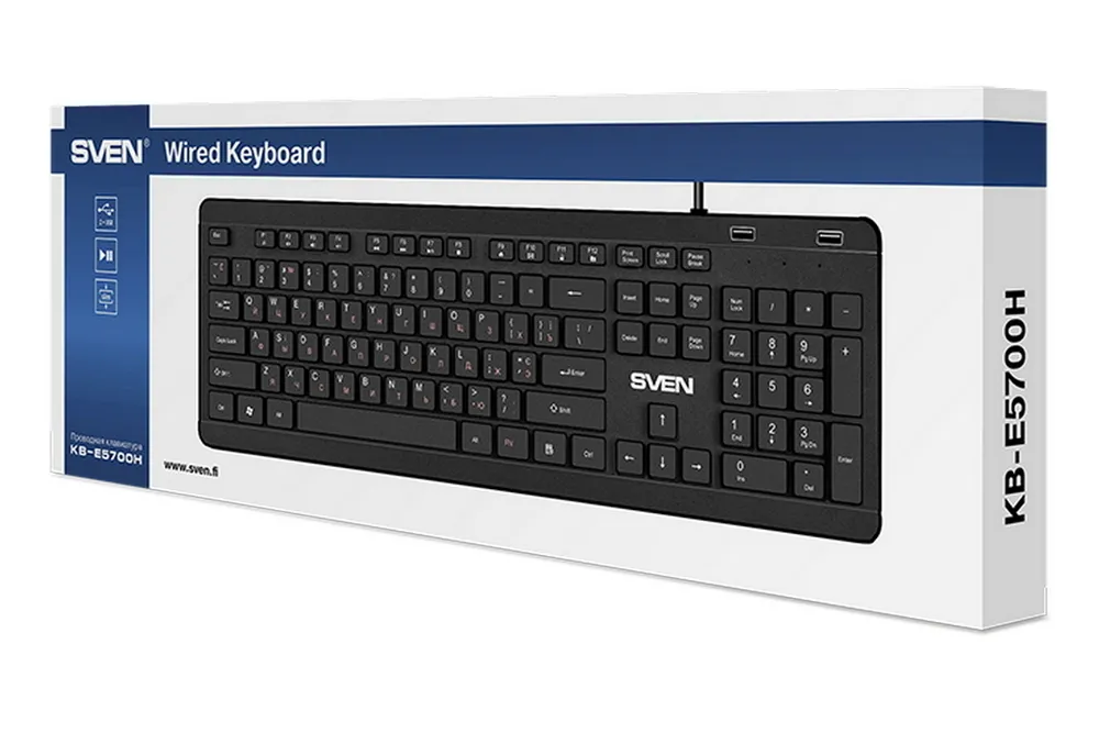 Tastatură SVEN KB-E5700H, Cu fir, Negru