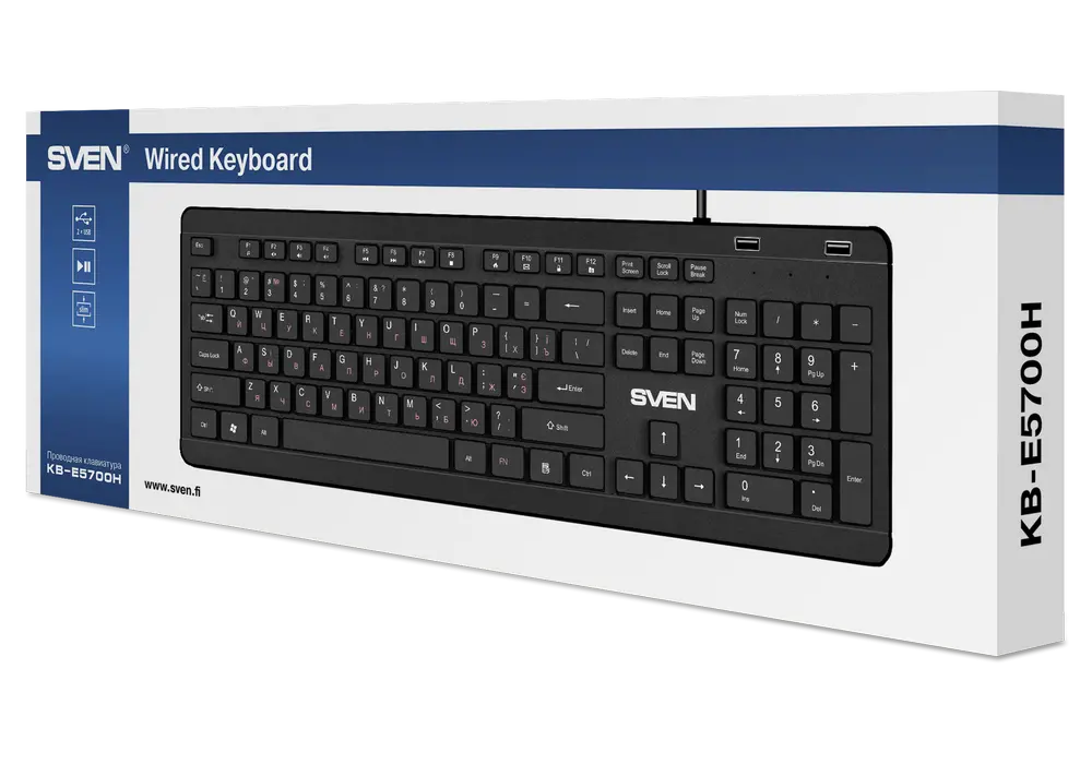 Tastatură SVEN KB-E5700H, Cu fir, Negru
