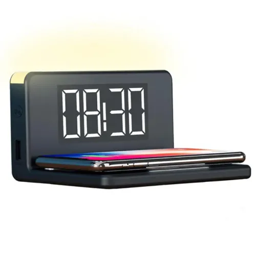 Ceas cu alarmă Cellularline, with Wireless Charging, Negru