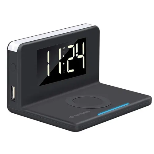 Ceas cu alarmă Cellularline, with Wireless Charging, Negru