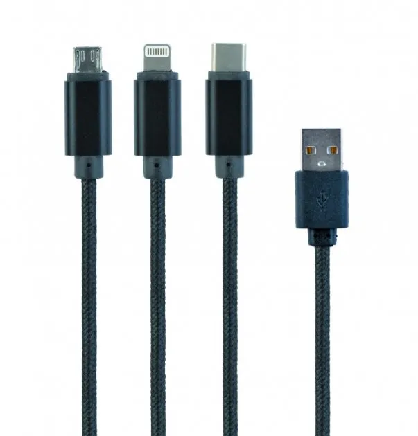 Кабель для зарядки и синхронизации Cablexpert CC-USB2-AM31-1M-G, USB Type-A/Micro USB, Type-C, Lighting, 1м, Белый