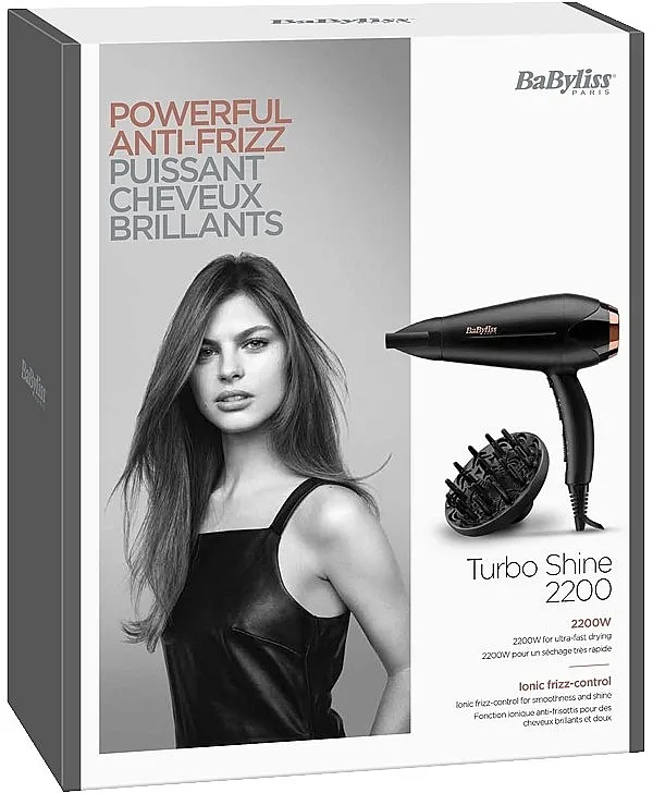 Uscător de păr BaByliss Turbo Shine D570DE, 2200 W, Negru