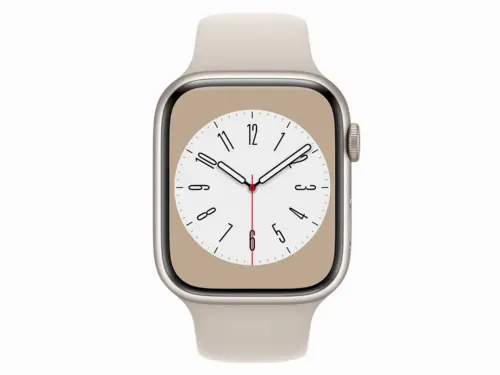 Apple Watch Series 8 GPS, 45mm Starlight Aluminium Case with Starlight Sport Band, MNP23