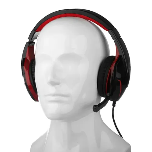 Игровая Гарнитура QUMO Bionic, Проводной аналоговый, Чёрный/Красный 