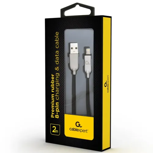 Cablu încărcare și sincronizare Cablexpert CC-USB2R-AMLM-2M, USB Type-A/Lightning, 2m, Negru